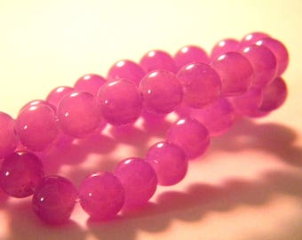100 perles en verre "jade"  6 mm -violet- PE231