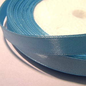 22 M ruban satin 10mm  -  ruban satin en bobine - ruban satin bleu ciel- SA10 - 7
