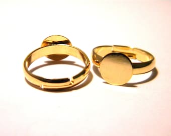 5 Inhaber ring 14 mm-Kind - flaches Bett von 7 mm - Golden - einstellbar - F157