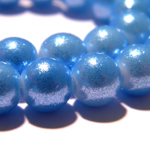 40 Peking glass beads - 8 mm - effect glitter-turquoise - F182 glass bead