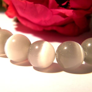 perles en verre gris, perle verre 12 mm- verre oeil de chat- cat eyes- 8 perle de verre oeil de chat- 12 mm- perle gris A78-2