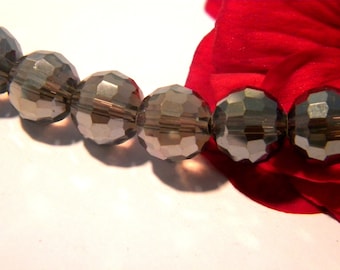 24 grey glass beads, 10mm glass bead, faceted pearl, electroplate glass, 10mm faceted beads, A272-5