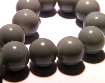 10 glass beads 12 mm - grey - PG243-8