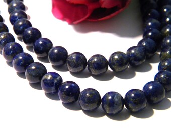 10  perle lapis lazuli - 8 mm - pierre fine - gemmes - pierre naturelle - lapis lazuli -  H28