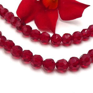 red faceted glass beads, 8 mm electroplated glass iridescent red 33 faceted beads, 8 mm glass beads A331-3 image 2