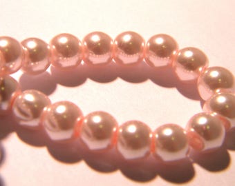 70 perles verre nacre irisé 6 mm - rose poudré - perle verre effet métallisé-  G167-3