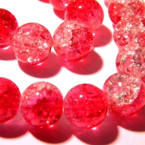 30 cracked glass beads 10 mm translucent - red - two-tone glass bead - glass- G109
