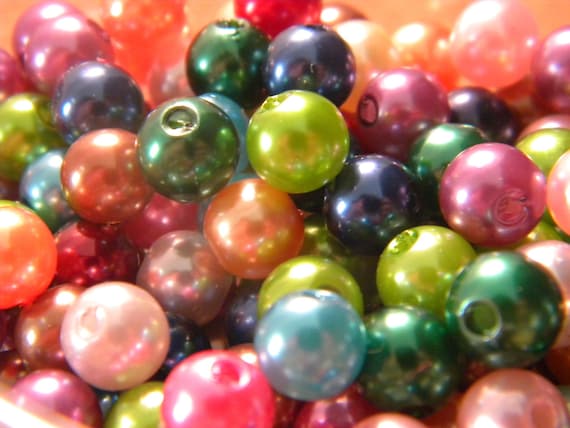 Lot De 50 Perles Nacrées En Verre De Bohême - 6mm - Couleurs Pastel - Neuf Avec étiquettes - Création Bijoux