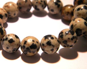 10 pearls 8mm - round - beige - gem stone G199 Dalmatian Jasper