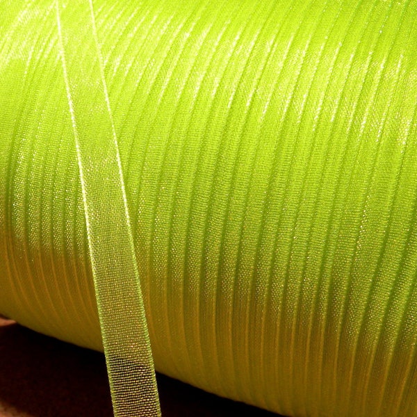 10 metre de ruban organza 6 mm -jaune fluo-OR6