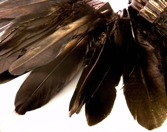 10 plume d'oie naturelle- noir- 10 cm a 18 cm-monte sur biais  PLU 47