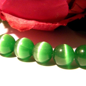 perles en verre vert, perle verre 10 mm- verre oeil de chat- cat eyes- 9 perle de verre oeil de chat- 10 mm- perle vert foncé A87-2