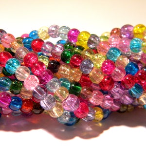 100 glass Crackle beads - 4 mm Pearl glass - Crackle - multicolored - G137