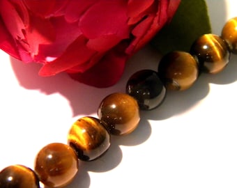 10 Pearl Tiger eye, Pearl 10 mm goldenrod gold - stone Tiger eye - gem stones - 2 H186