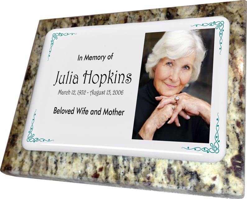 Custom ceramic memorial photo tile 4 Headstone Personalized Etsy