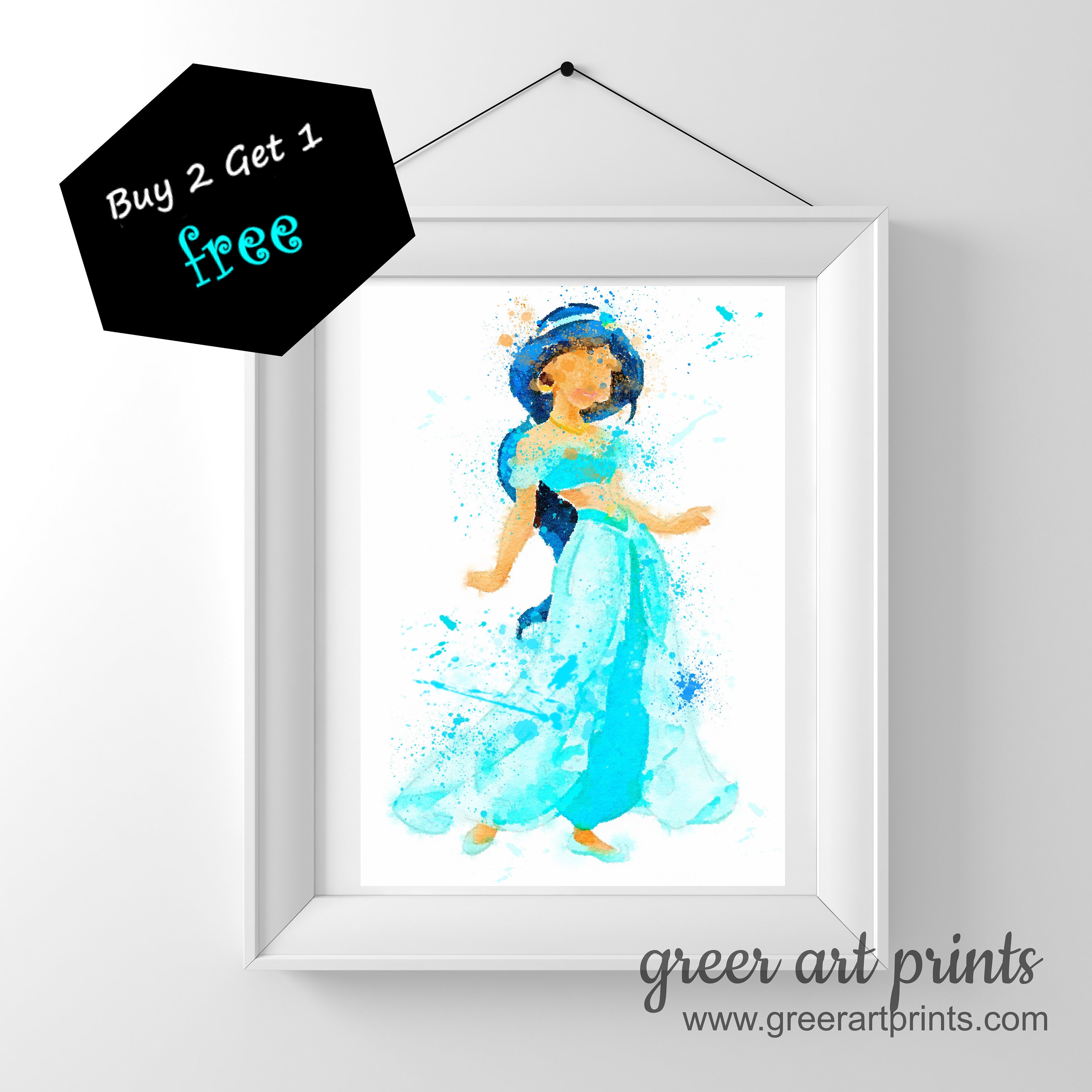 Download Princess Jasmine Aladdin Printable Disney Inspired Watercolor Etsy