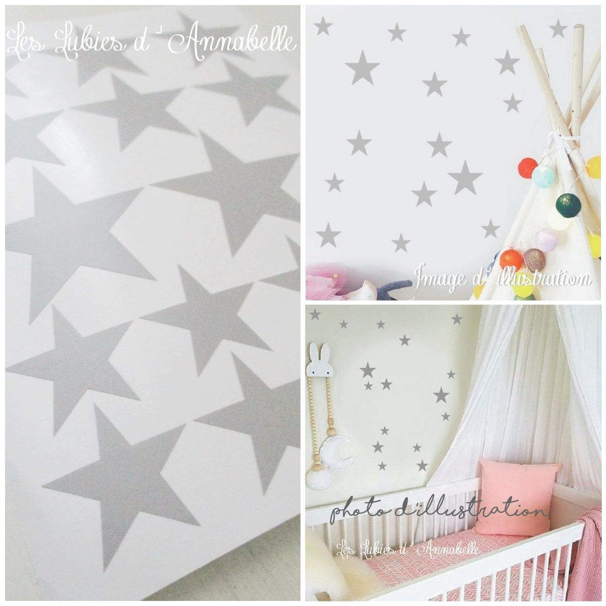 stickers Étoiles Grises Décoration de Chambre Enfant