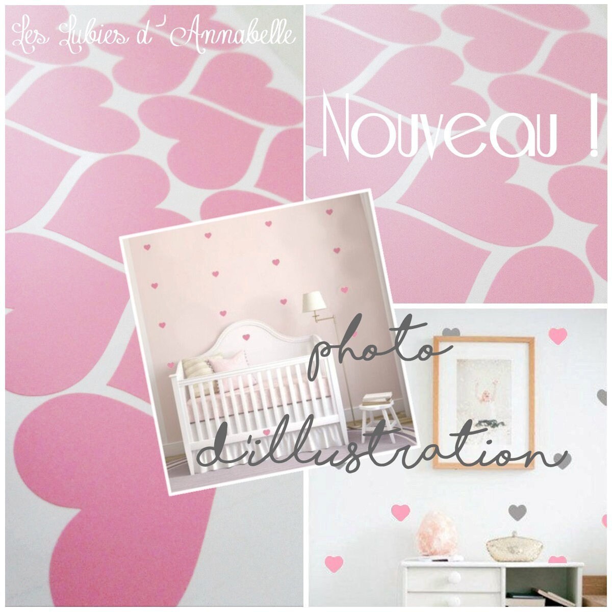 stickers Forme Cœurs Roses Décoration Pour Chambre d'enfant