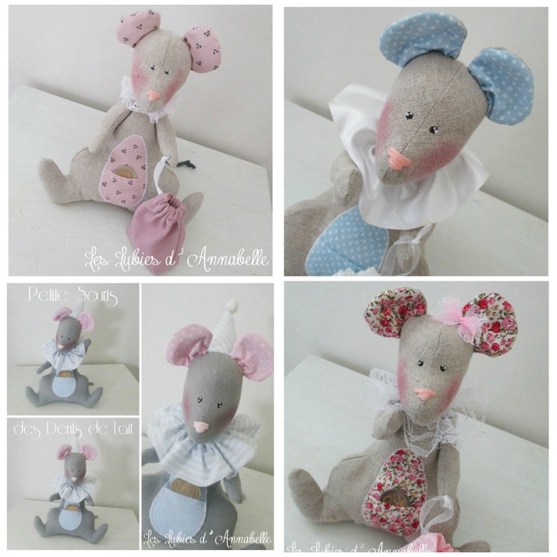 Peluche petite souris pour déposer la pièce - Créatrice ETSY : LesLubiesdAnnabelle