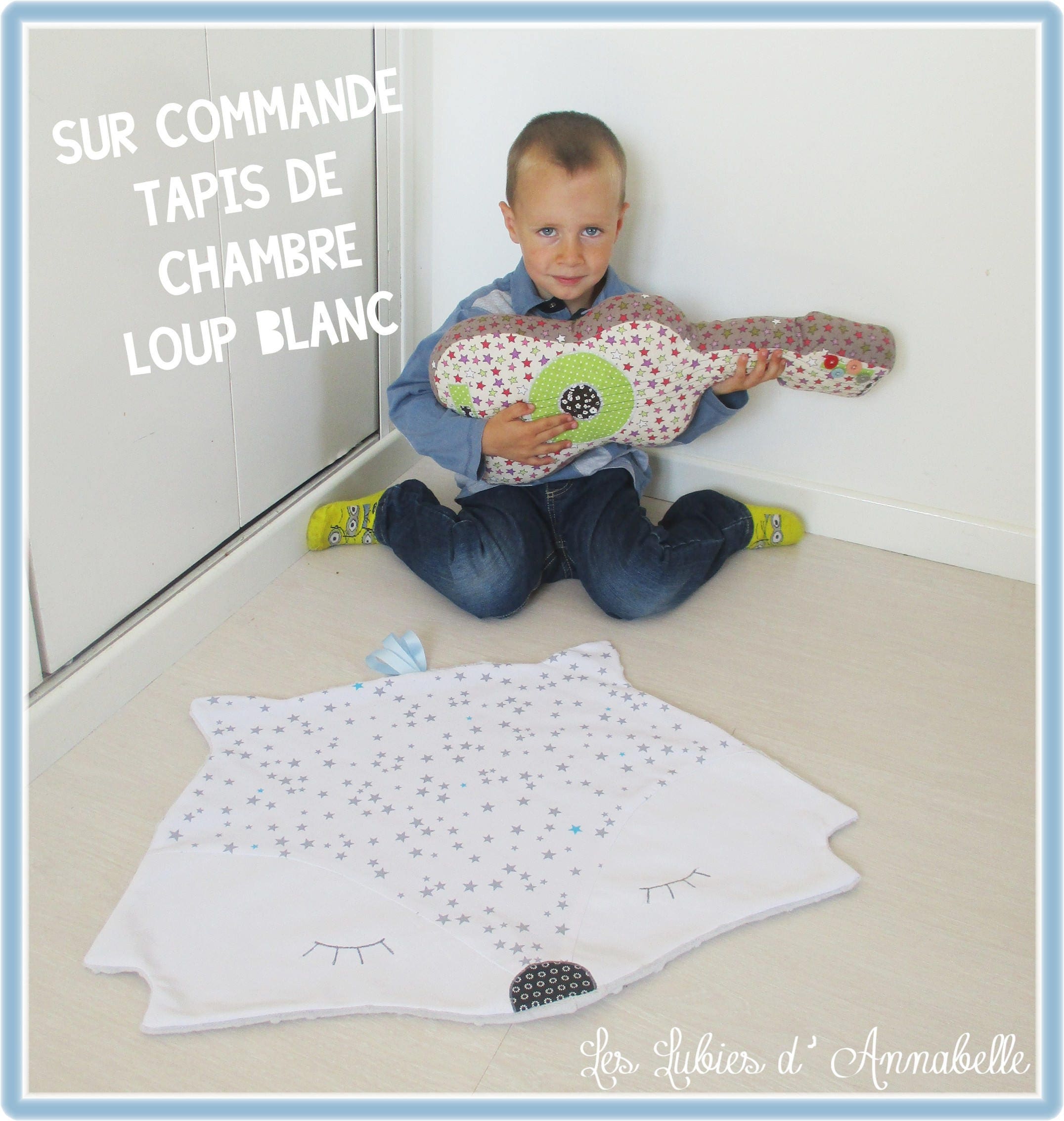 Tapis de Sol ou Descente Lit Loup Blanc