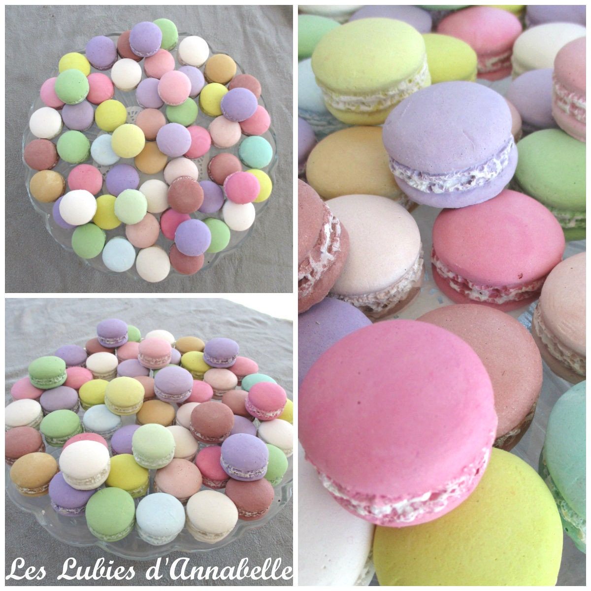 Lot 8 Macarons en Plâtre Teintés Dans La Masse Style Shabby