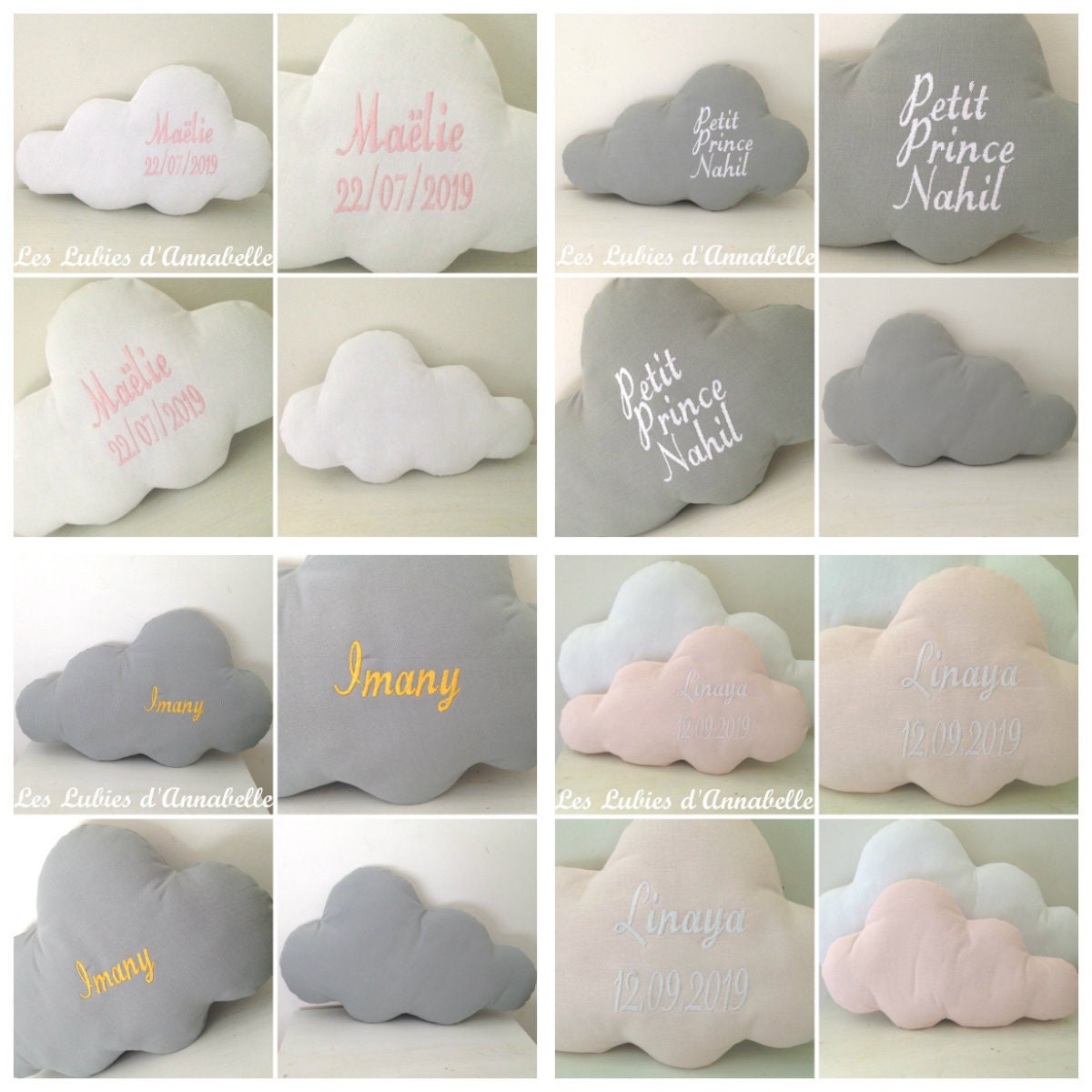 Coussin Nuage Personnalisable Broderie Machine Couleur Au Choix