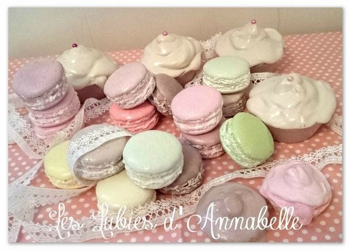 Lot de 8 Macarons et 4 Cupcakes Décoration Table Mariage Baptême Style Shabby