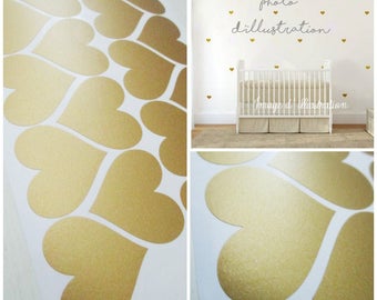 Gold gold hearts stickers