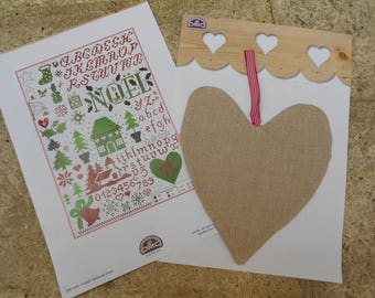 Large heart made of linen color bistre (DMC)