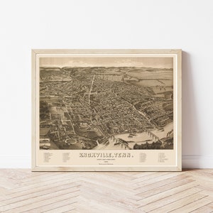 Knoxville Tennessee 1886 Vogelaugenansicht Karte | Fine Art Druck
