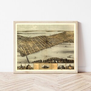 Madison Wisconsin 1867 Vogelansicht Karte | Fine Art Druck
