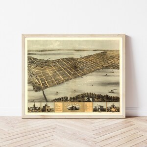 Madison Wisconsin 1867 Bird's Eye View Map Fine Art Print