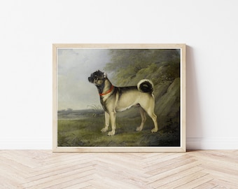 パグ犬のアートプリント：オリジナルの油絵から生まれたファインアート