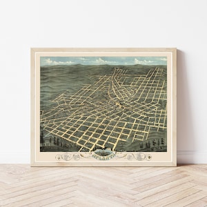 Atlanta Georgia 1871 Vogelansicht Karte | Fine Art Druck