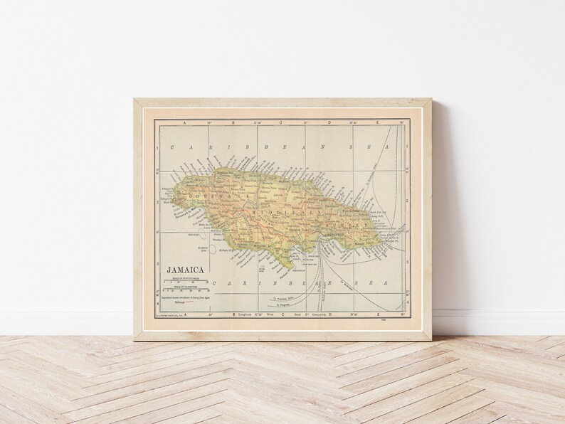 Jamaica 1908 Map Fine Art Print