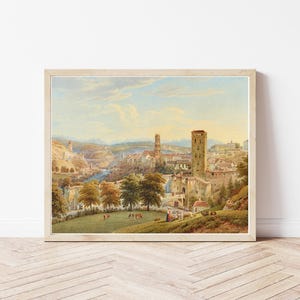 Fribourg Switzerland View Circa 1825 Watercolor Painting | Fine Art Print