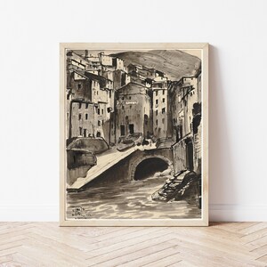 Aquarelle Riomaggiore Italie Vue 1931 | Impression d'art