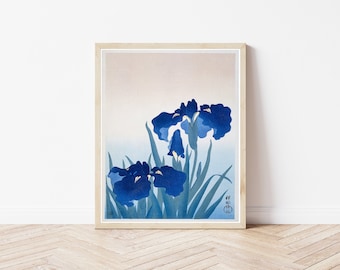 Blue Iris Flowers 1925 Woodblock Print | Fine Art Print