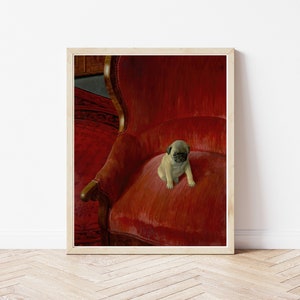 Pug Puppy Portrait 1921 Oil Painting | Fine Art Print