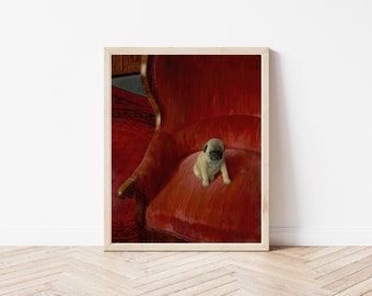 Retrato de cachorro de carlino, 1921, pintura al óleo/impresión artística