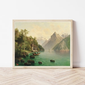 Vue sur le lac des Quatre-Cantons, Suisse, vers 1875 Peinture à l&#39;huile | Impression d&#39;art