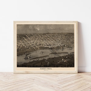 Saint Paul Minnesota 1867 Vogelansicht Karte | Fine Art Druck