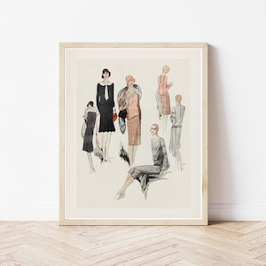 Art Deco 1920&#39;s Fashion & Style Illustration, 1928 Flapper Fashion Art | Fine Art Print