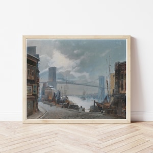 Puente de Brooklyn, Nueva York, circa 1900, pintura/impresión de bellas artes