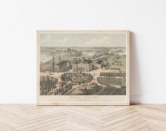 Ilustración litográfica/impresión de bellas artes de la Universidad de Notre Dame, circa 1850