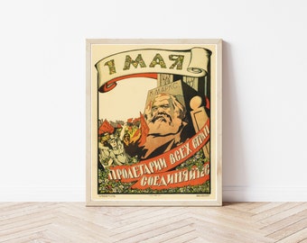 Karl Marx USSR Propaganda Poster: May 1st Workers' Day Art Print