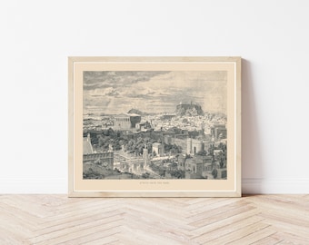 Ancient Athens Greece 1885 Engraving Fine Art Print