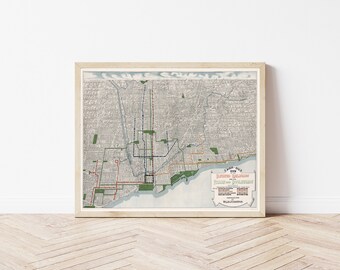 Impresión artística del mapa de Chicago, Illinois, 1908, vista aérea