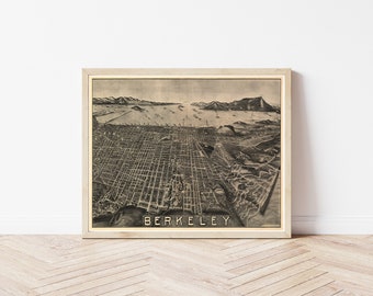 Berkeley California 1909 Bird's Eye View Map Fine Art Print