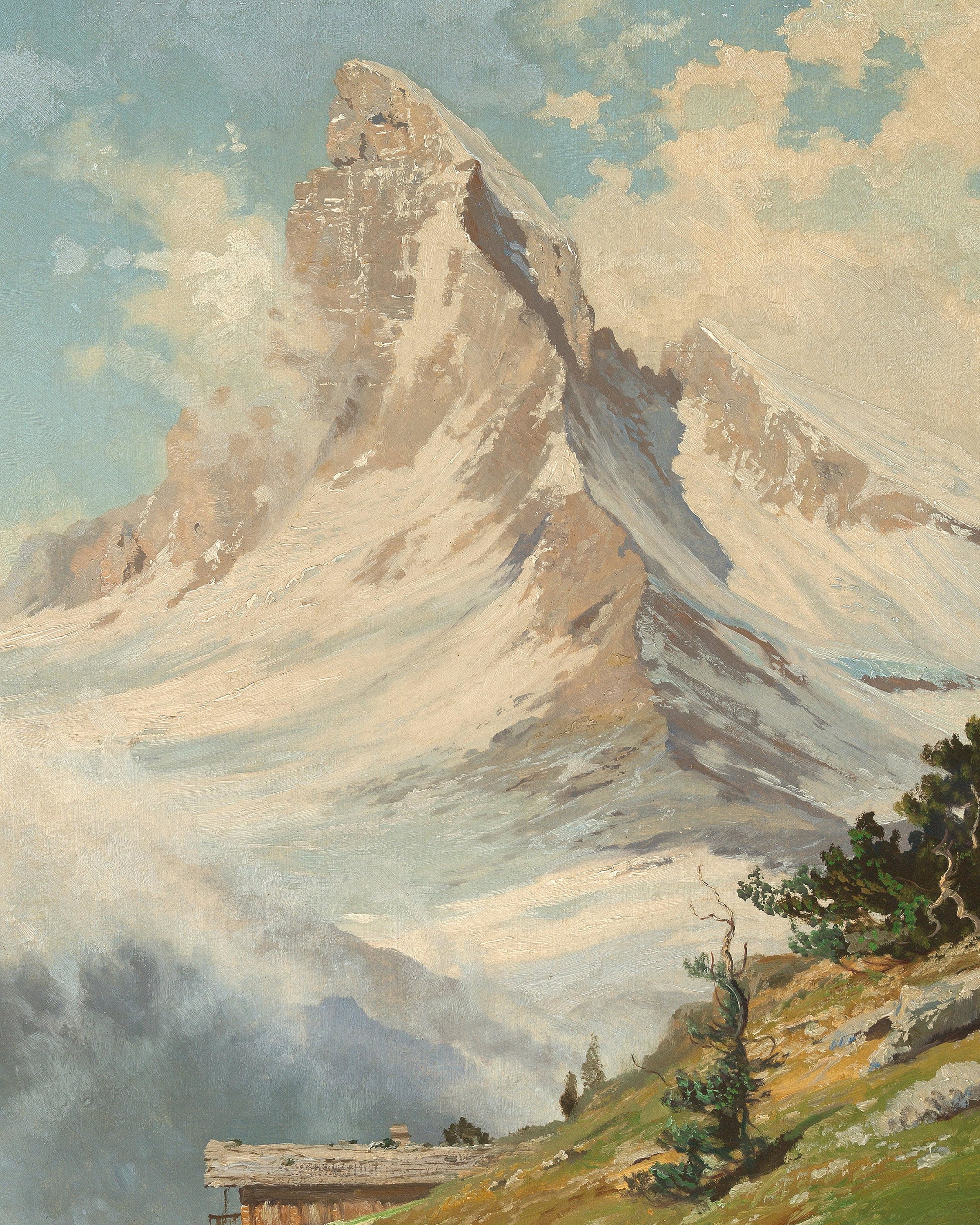 マッターホルン山、ツェルマット、スイス、1925年頃、油絵 | ファイン